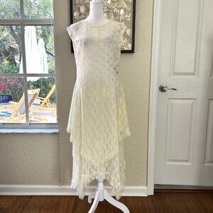 NWT Cream Lace Tiered Midi Dress